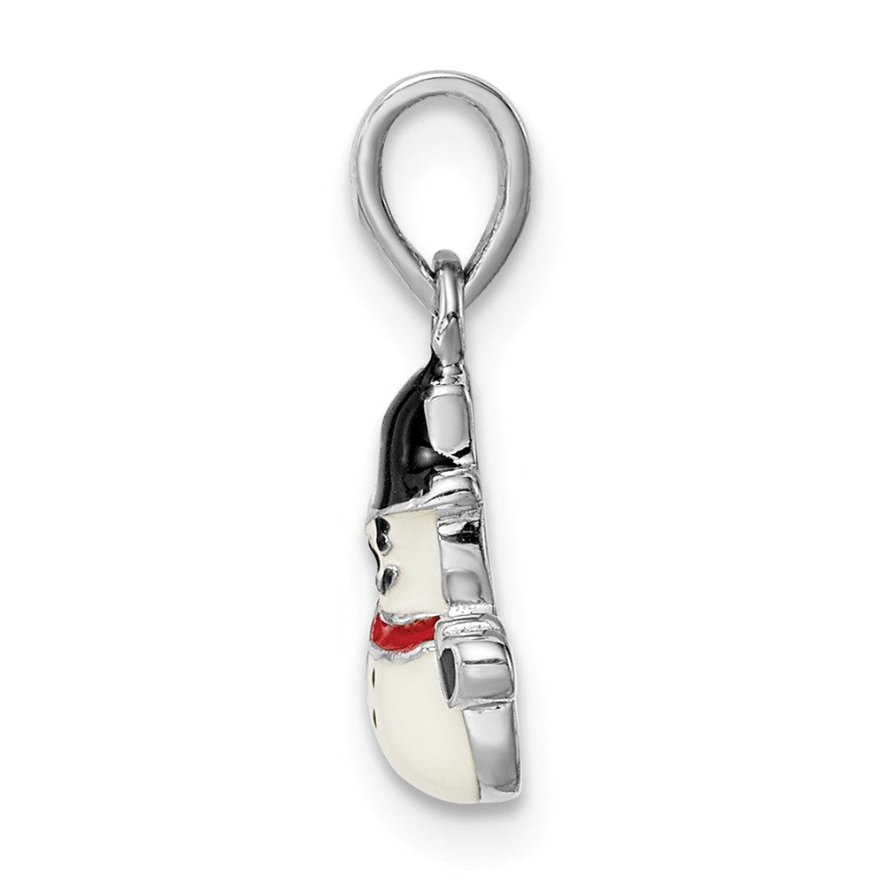 Million Charms 925 Sterling Silver Rhodium-Plated Childs Enameled Snowman Pendant
