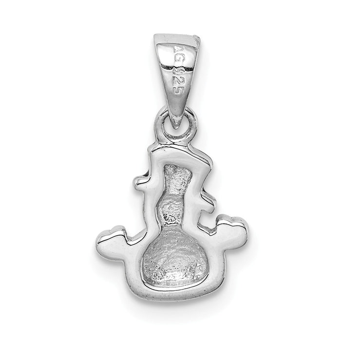 Million Charms 925 Sterling Silver Rhodium-Plated Childs Enameled Snowman Pendant