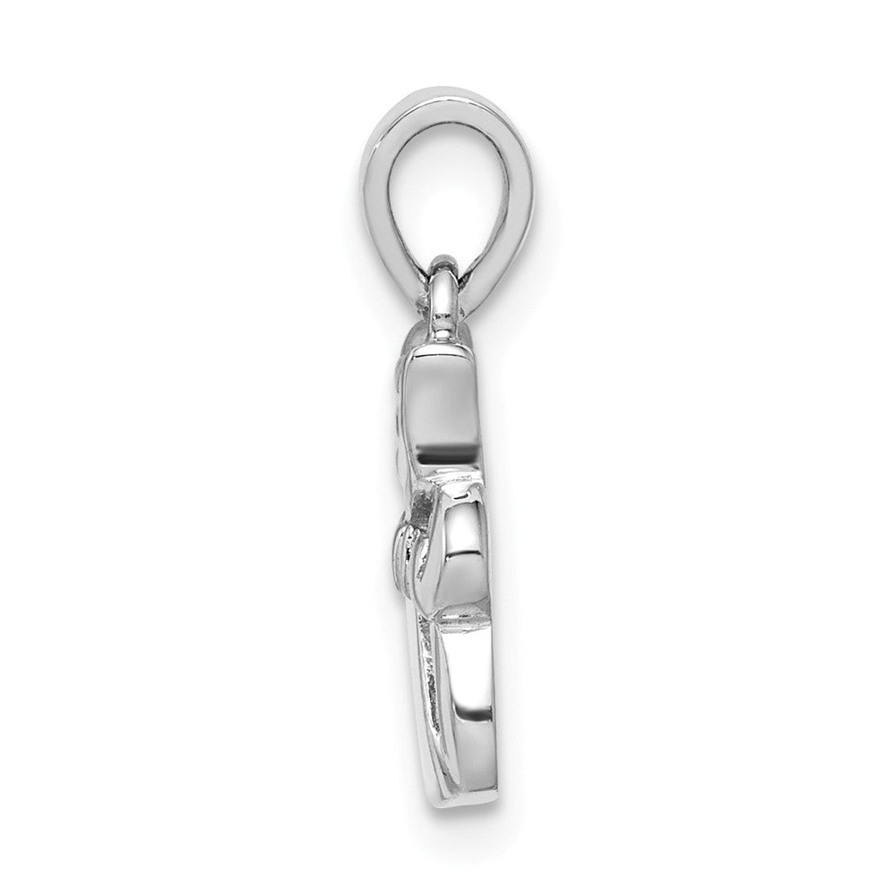 Million Charms 925 Sterling Silver Rhodium-Plated Childs Enameled White Cat Pendant