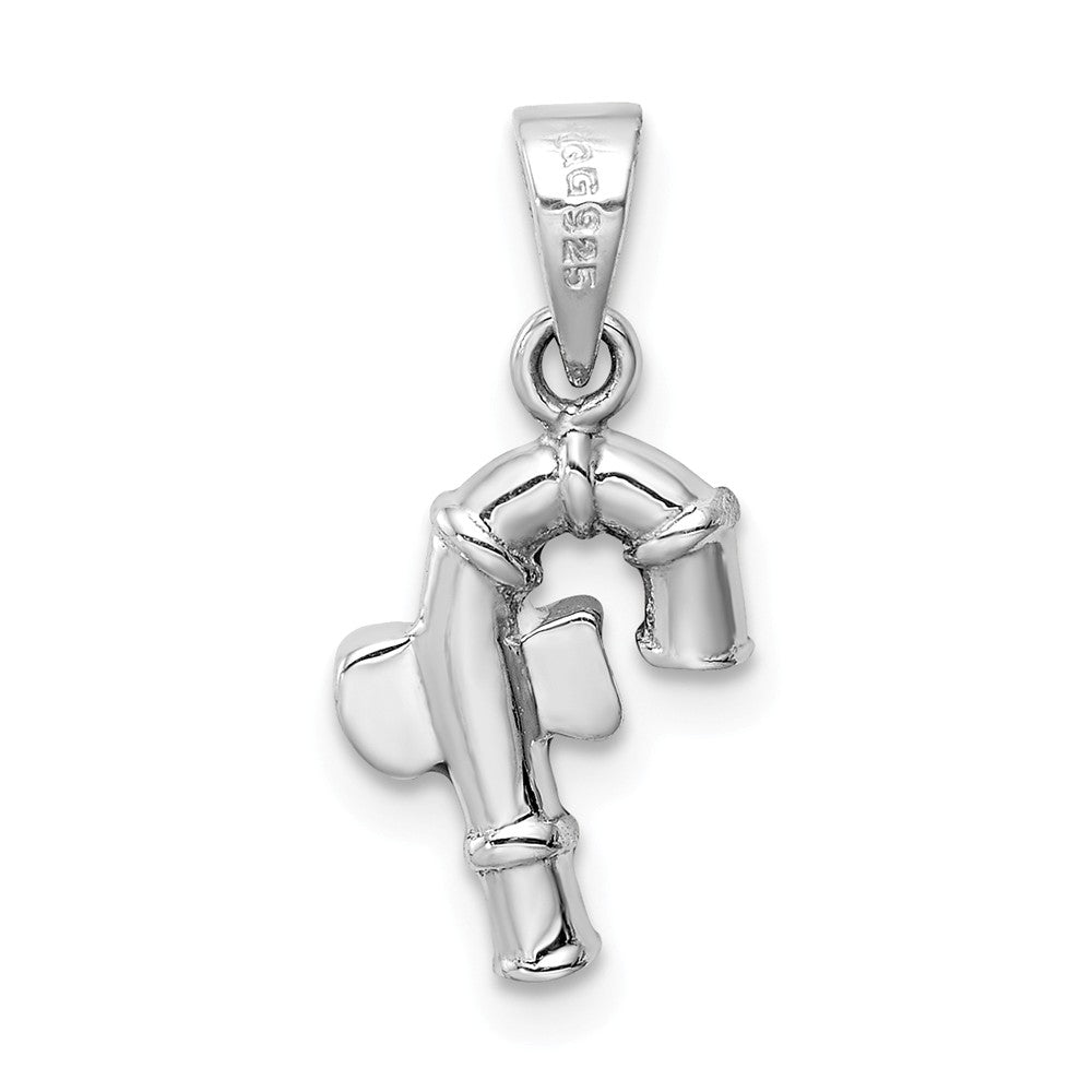 Million Charms 925 Sterling Silver Rhodium-Plated Childs Enameled Candy Cane Pendant