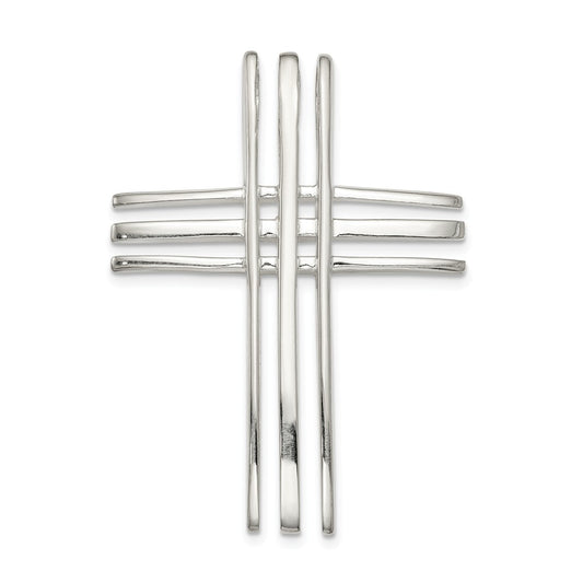 Million Charms 925 Sterling Silver Polished Relgious Cross Chain Slide