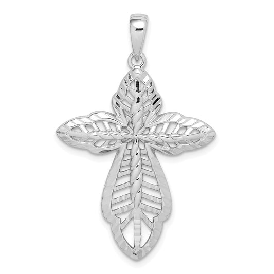 Million Charms 925 Sterling Silver Diamond-Cut Relgious Cross Pendant