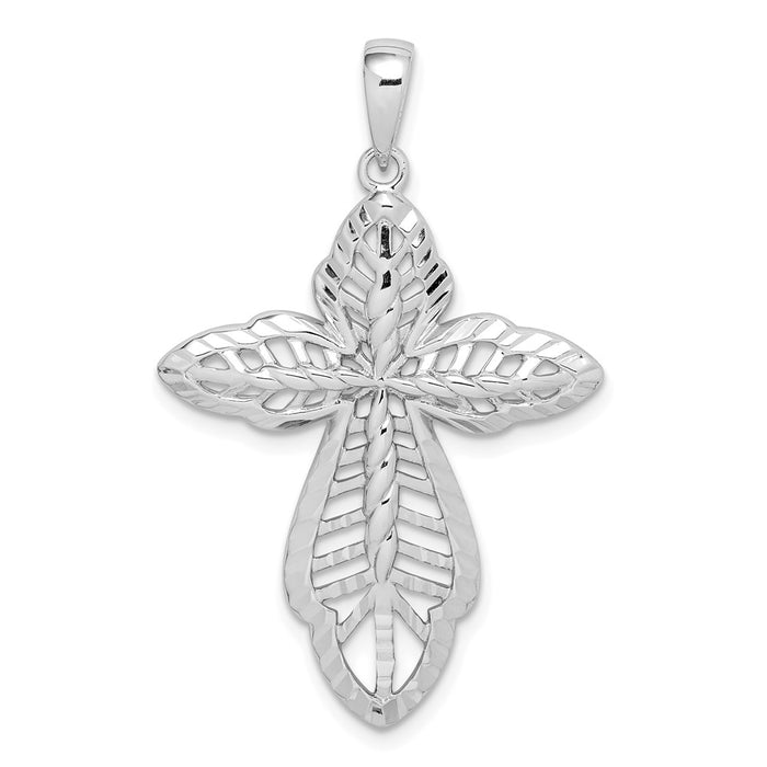 Million Charms 925 Sterling Silver Diamond-Cut Relgious Cross Pendant