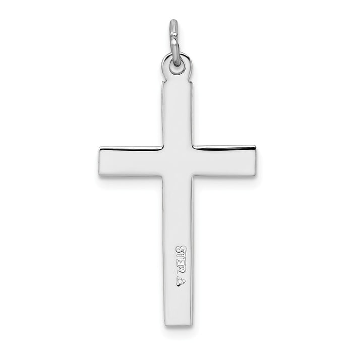 Million Charms 925 Sterling Silver Rhodium-Plated Relgious Cross Pendant