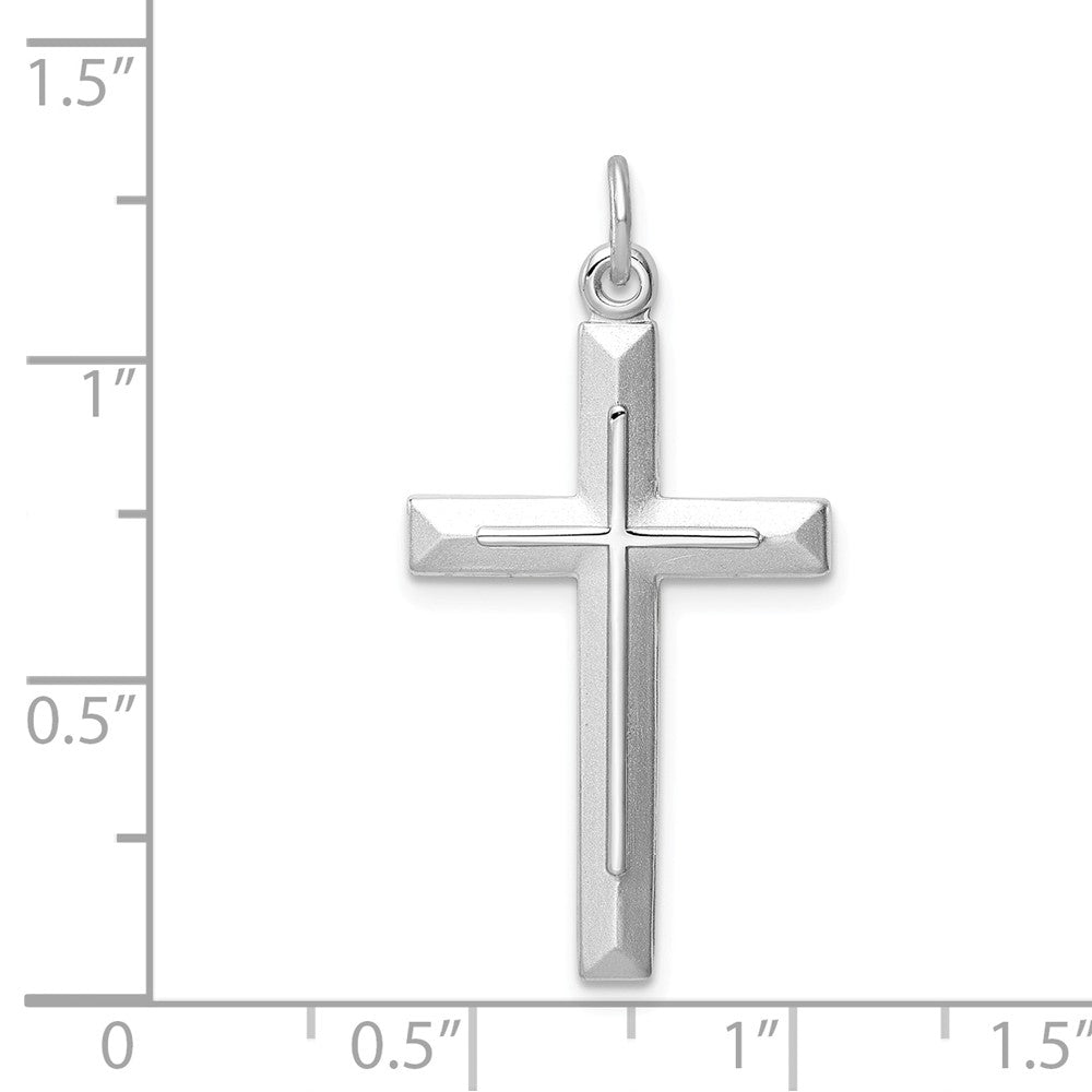 Million Charms 925 Sterling Silver Rhodium-Plated Relgious Cross Pendant