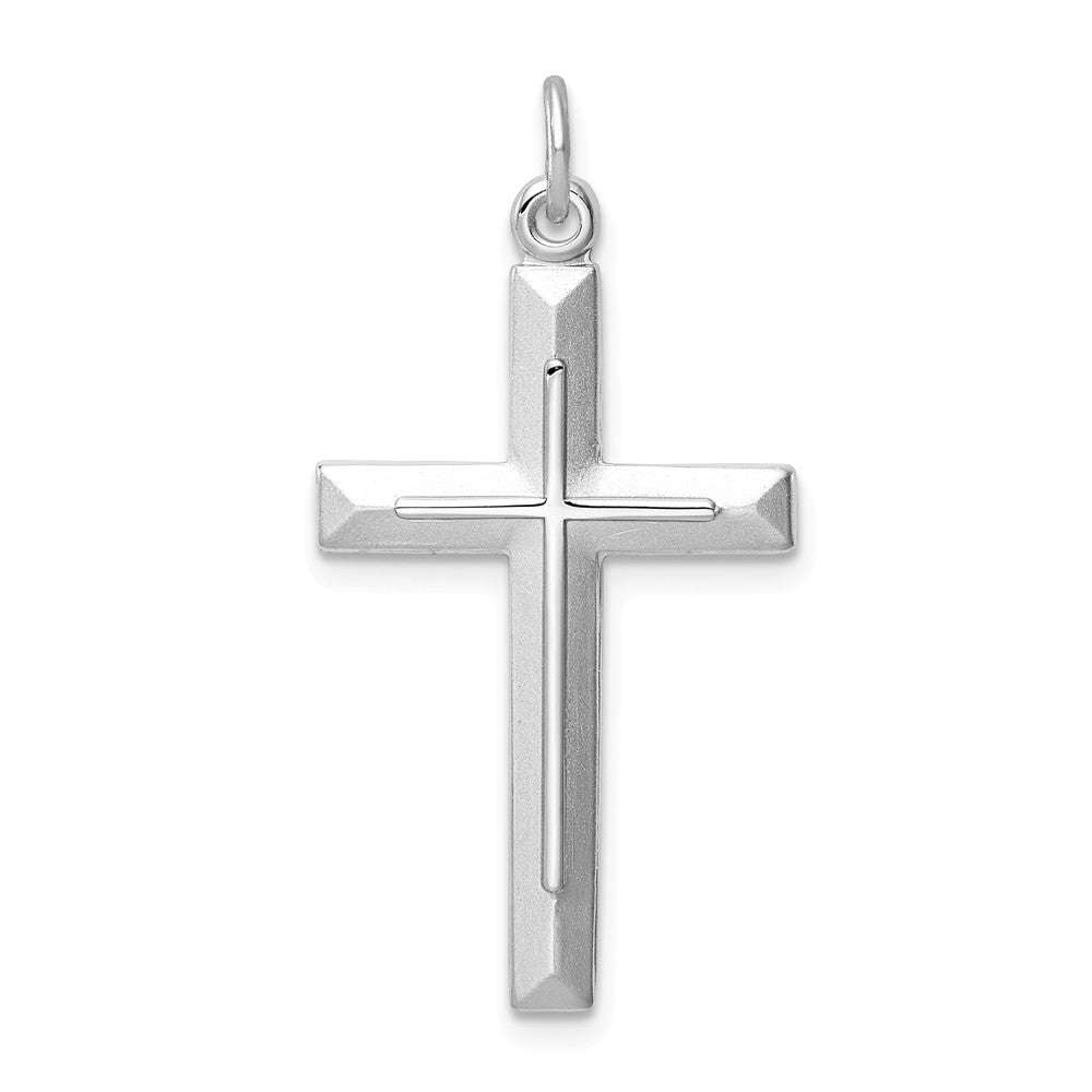 Million Charms 925 Sterling Silver Rhodium-Plated Relgious Cross Pendant