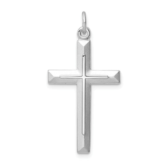 Million Charms 925 Sterling Silver Rhodium-Plated Relgious Cross Pendant
