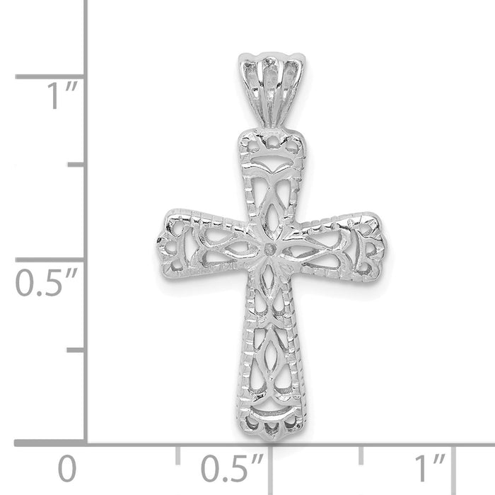 Million Charms 925 Sterling Silver Filigree Textured Relgious Cross Pendant