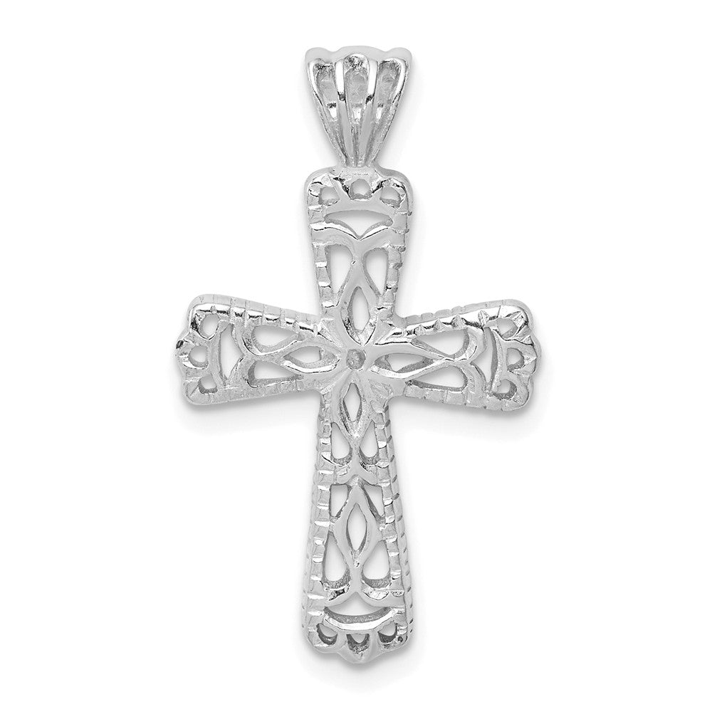 Million Charms 925 Sterling Silver Filigree Textured Relgious Cross Pendant