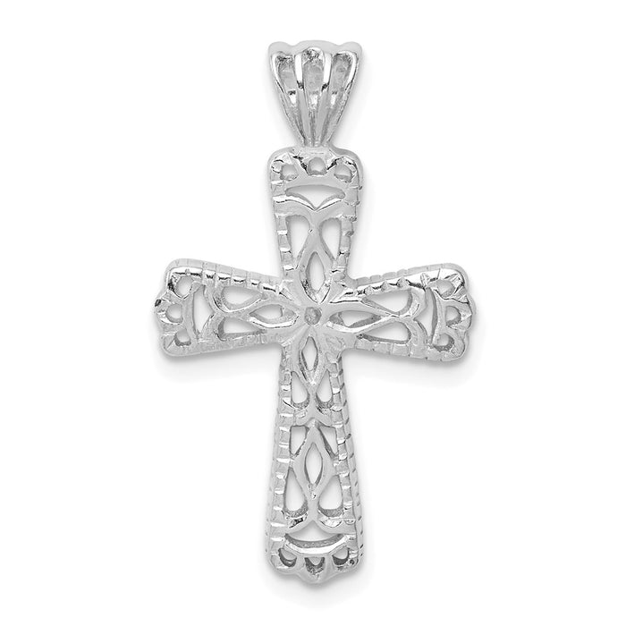Million Charms 925 Sterling Silver Filigree Textured Relgious Cross Pendant