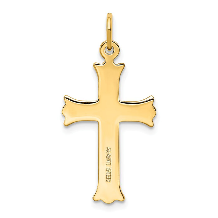 Million Charms 925 Sterling Silver Gold Themed Tone Polished Relgious Cross Pendant