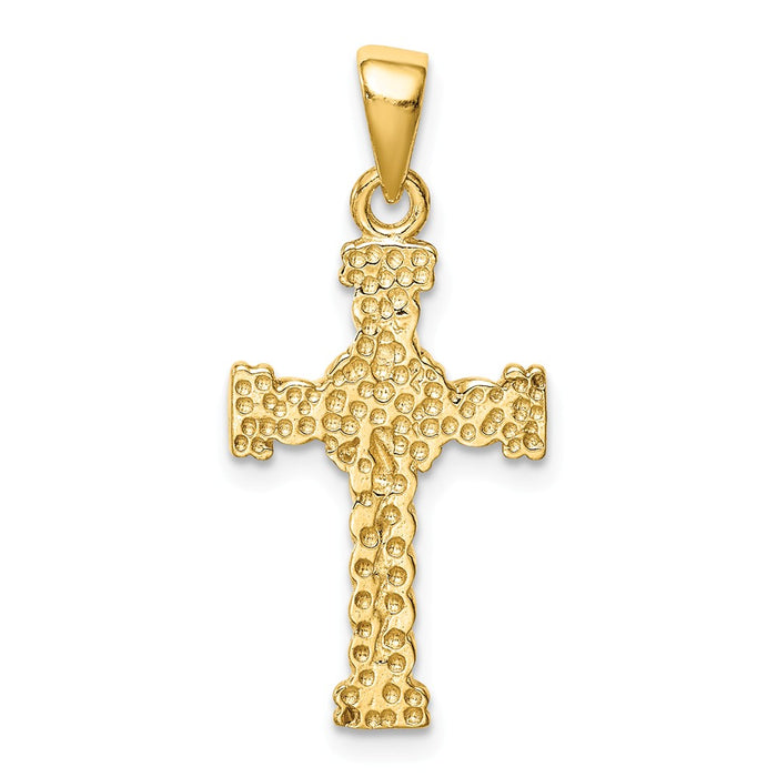 Million Charms 925 Sterling Silver & Gold Themed Tone Twisted Relgious Cross Pendant