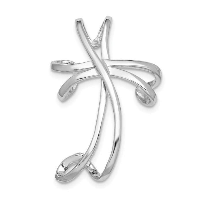 Million Charms 925 Sterling Silver Rhodium-Plated Relgious Cross Chain Slide Pendant