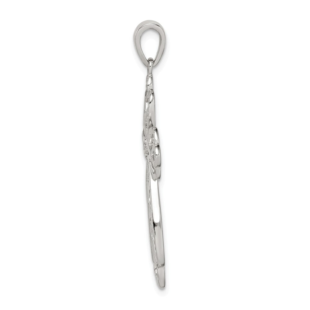 Million Charms 925 Sterling Silver Diamond & Diamond-Cut Relgious Cross Pendant
