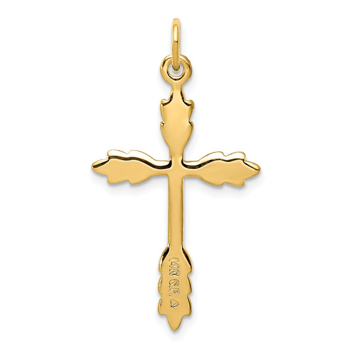 Million Charms 925 Sterling Silver Gold Themed Tone Diamond-Cut Relgious Cross Pendant