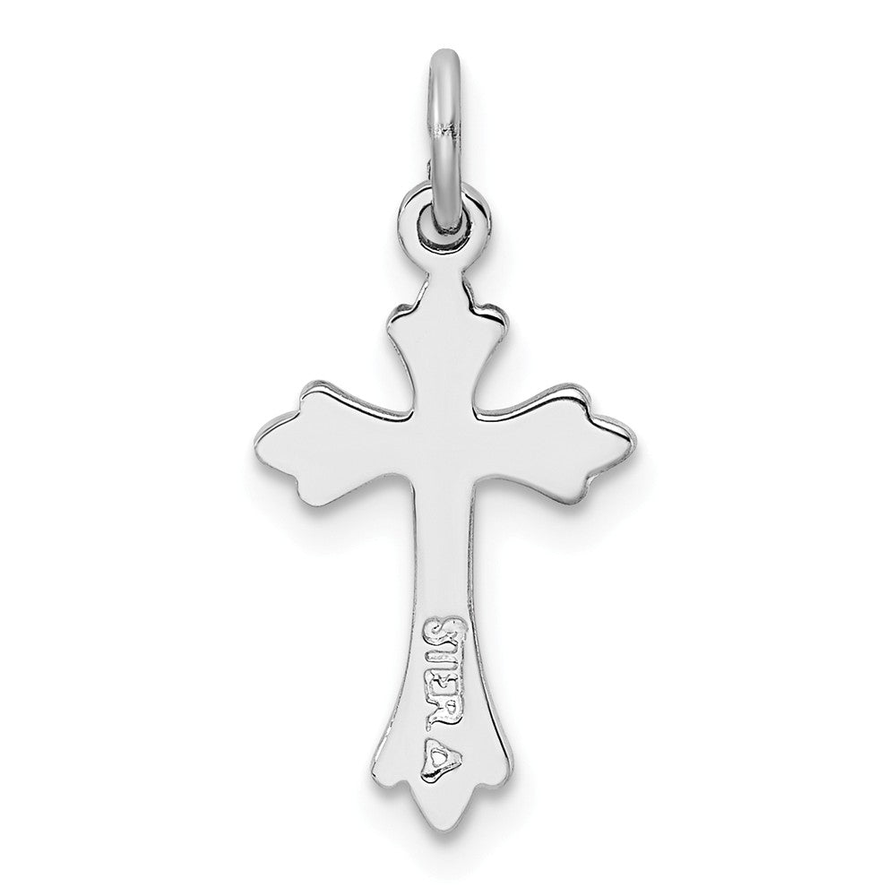 Million Charms 925 Sterling Silver Rhodium-Plated Polished Relgious Cross Pendant