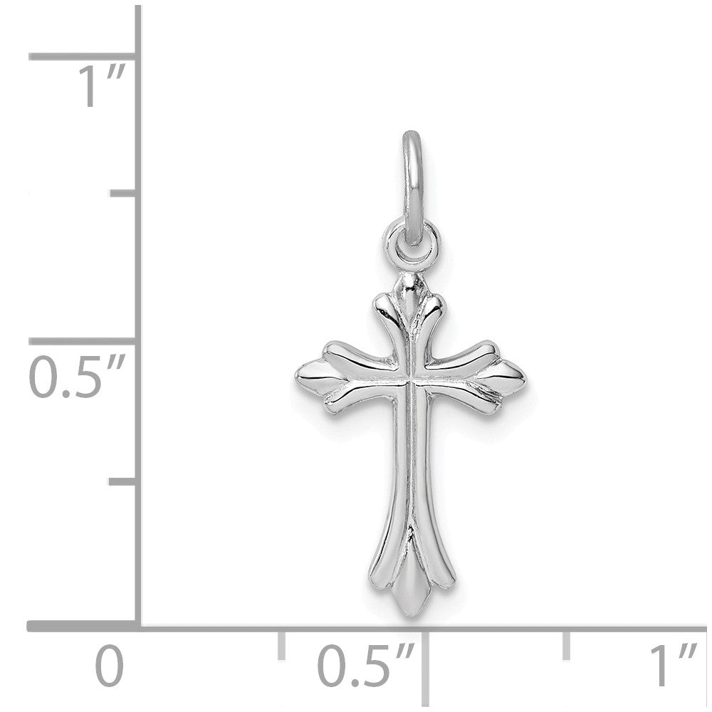 Million Charms 925 Sterling Silver Rhodium-Plated Polished Relgious Cross Pendant