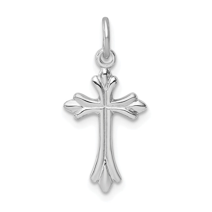 Million Charms 925 Sterling Silver Rhodium-Plated Polished Relgious Cross Pendant
