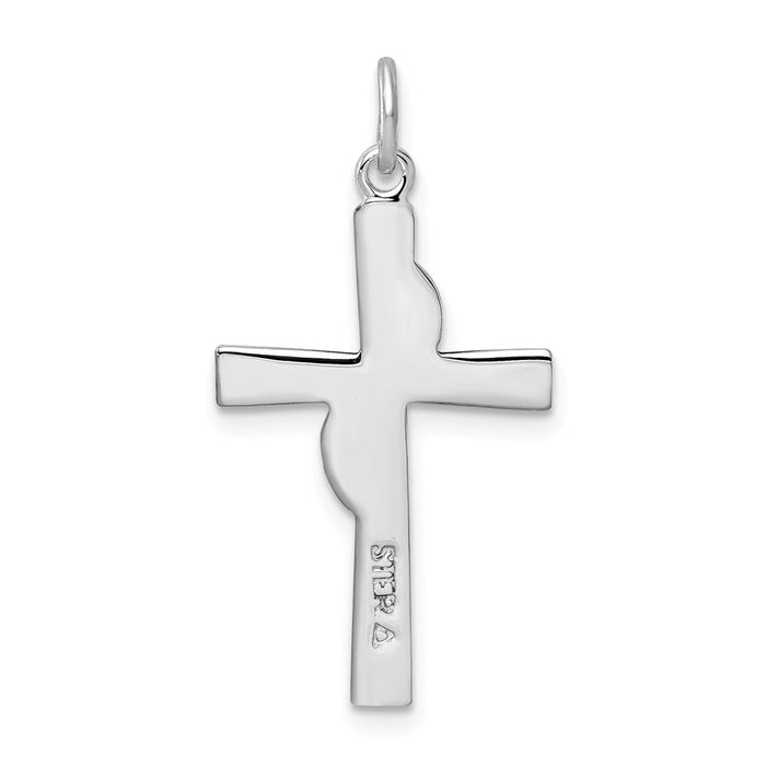 Million Charms 925 Sterling Silver Rhodium-Plated & Gold Themed Tone Relgious Cross Pendant