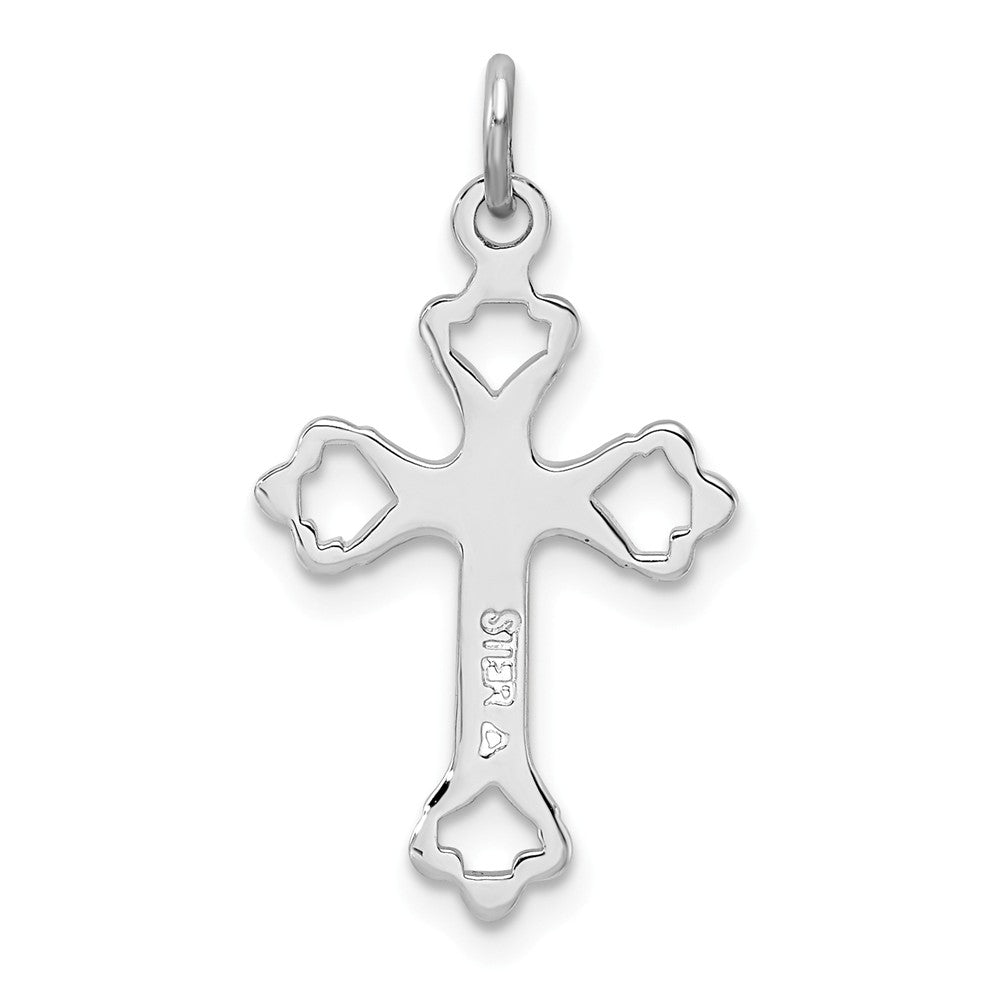 Million Charms 925 Sterling Silver Rhodium-Plated Diamond-Cut Relgious Cross Pendant