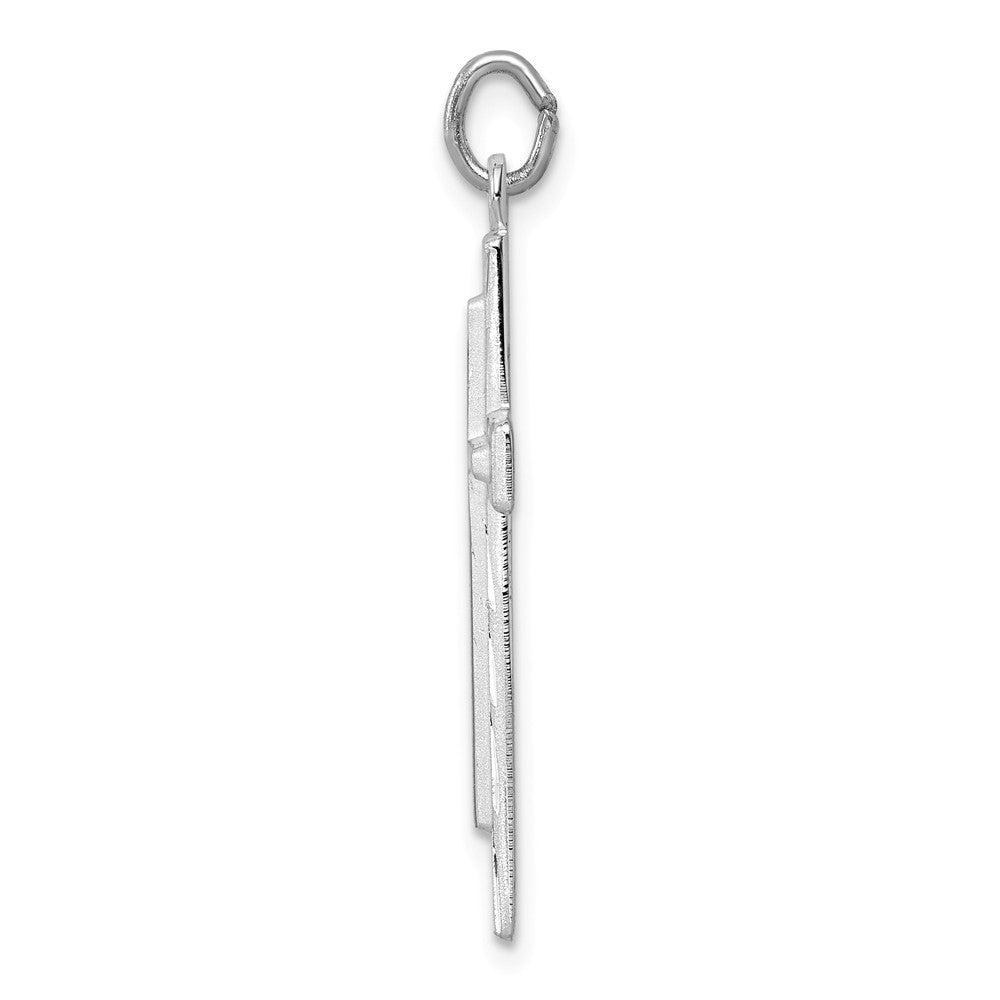 Million Charms 925 Sterling Silver Rhodium-Plated Diamond-Cut Relgious Cross Pendant