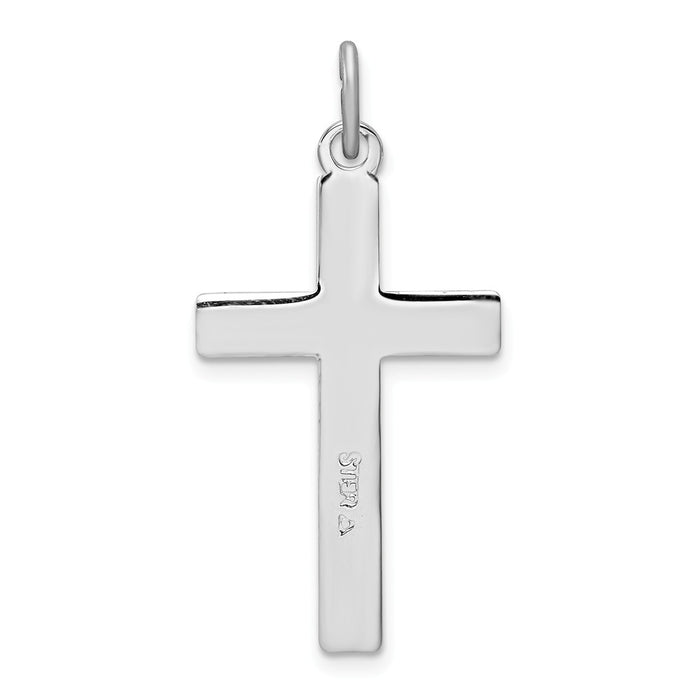 Million Charms 925 Sterling Silver Rhodium-Plated Diamond-Cut Relgious Cross Pendant