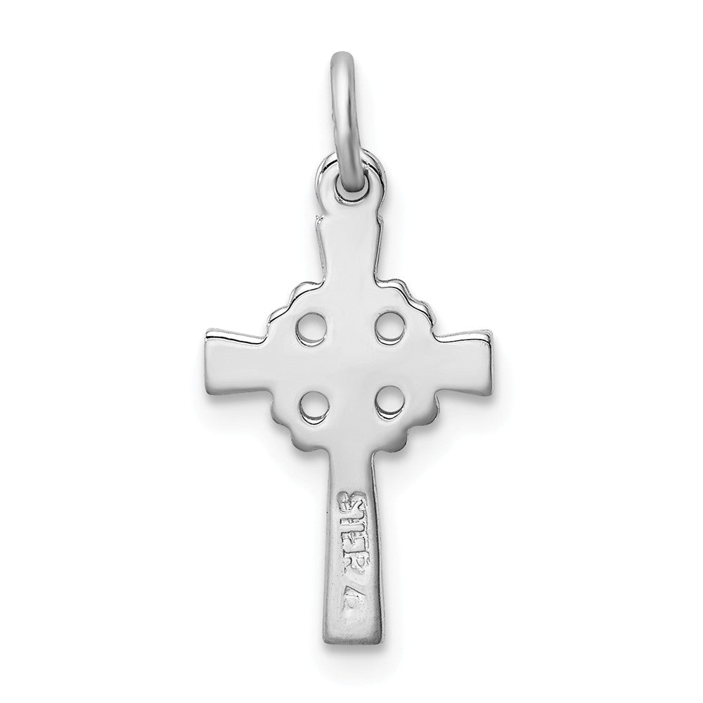 Million Charms 925 Sterling Silver Rhodium-Plated Diamond Cut Relgious Cross Pendant