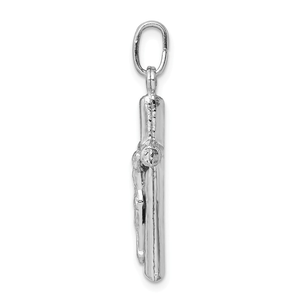 Million Charms 925 Sterling Silver Rhodium-Plated Polished Relgious Crucifix Relgious Cross Pendant