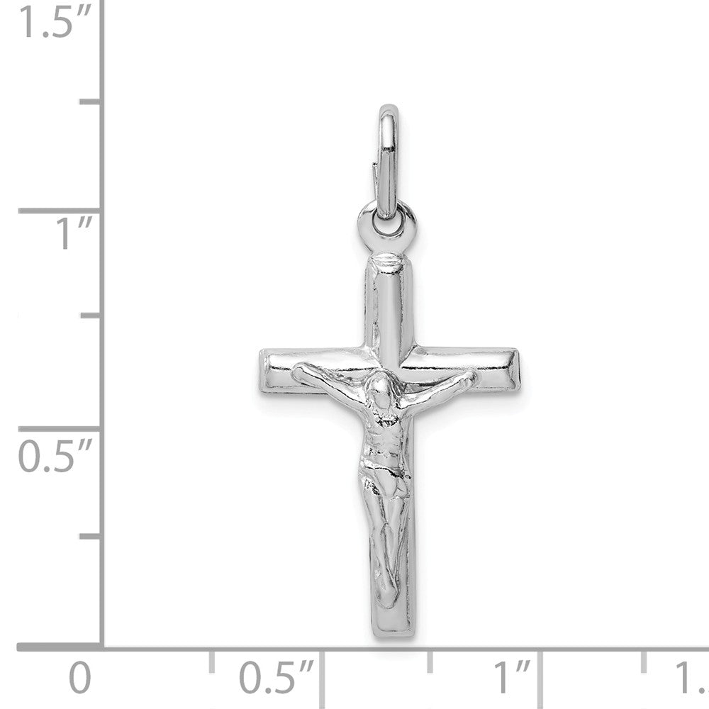 Million Charms 925 Sterling Silver Rhodium-Plated Polished Relgious Crucifix Relgious Cross Pendant