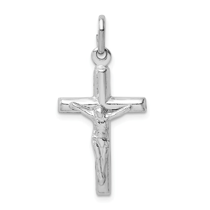 Million Charms 925 Sterling Silver Rhodium-Plated Polished Relgious Crucifix Relgious Cross Pendant
