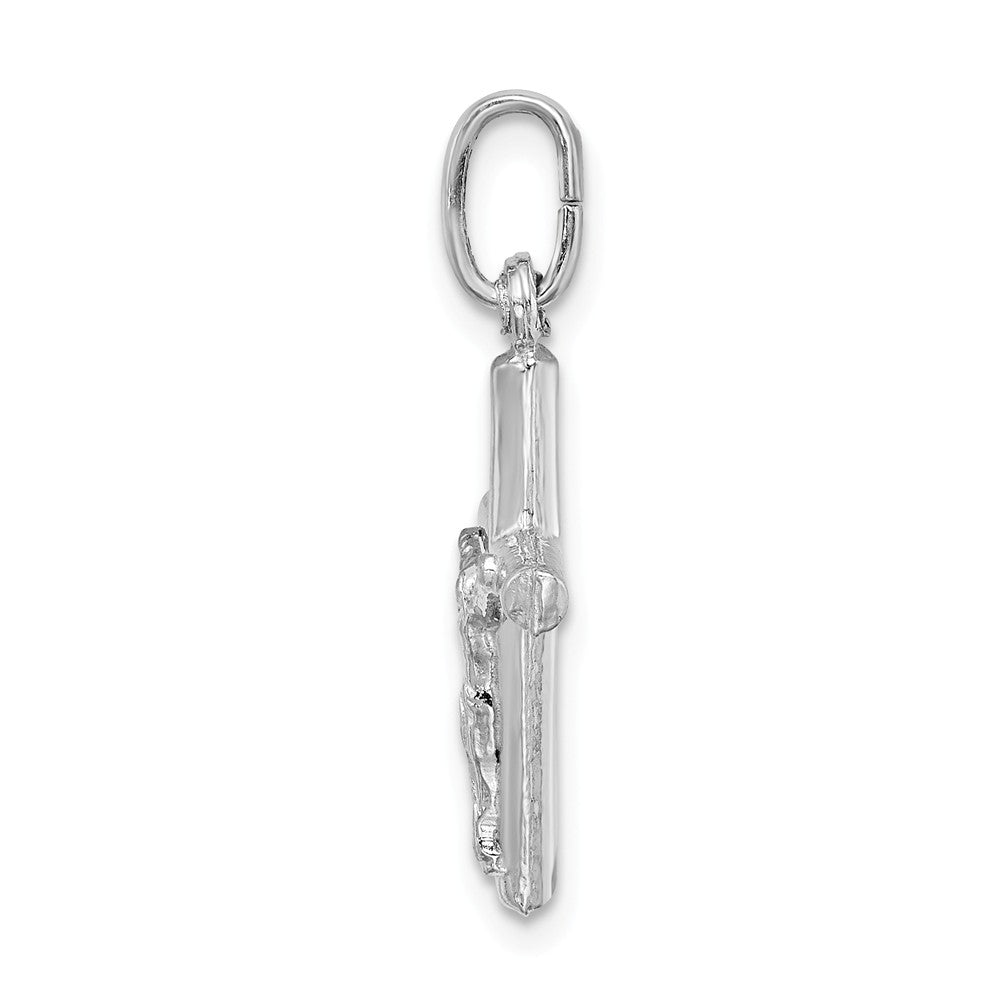 Million Charms 925 Sterling Silver Rhodium-Plated Polished Relgious Crucifix Relgious Cross Pendant