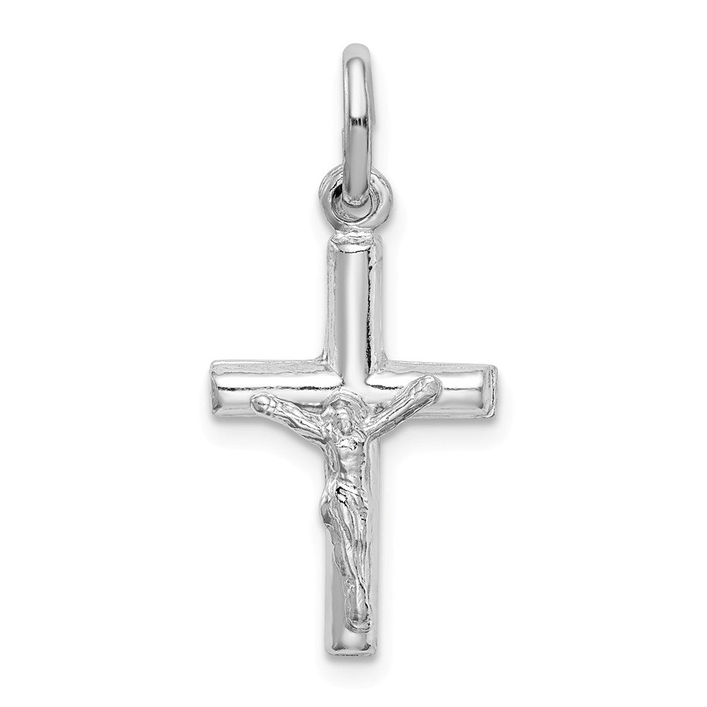 Million Charms 925 Sterling Silver Rhodium-Plated Polished Relgious Crucifix Relgious Cross Pendant