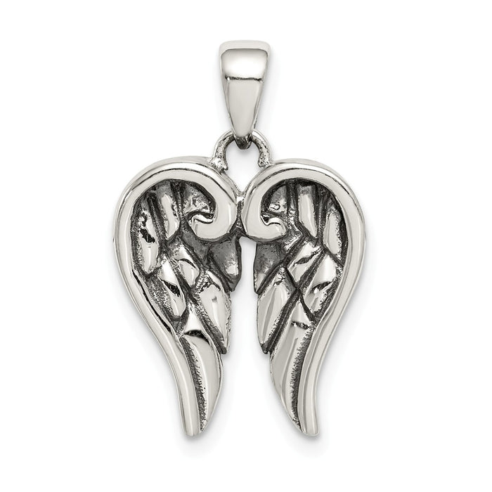 Million Charms 925 Sterling Silver Antiqued Wing Pendant