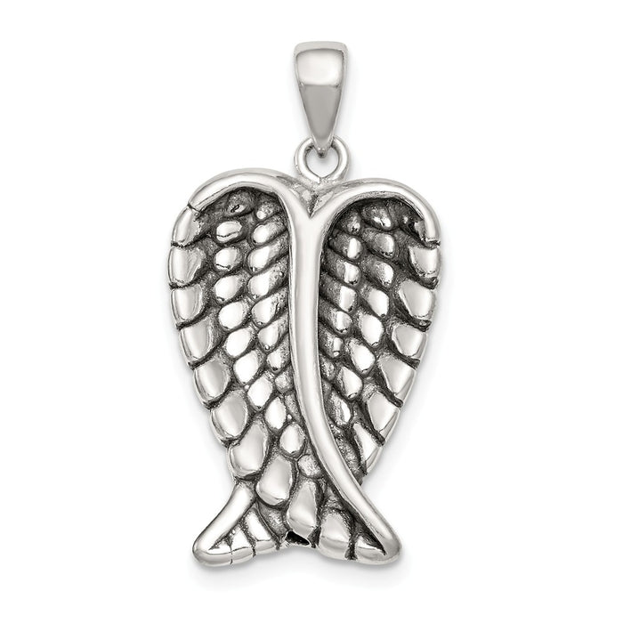 Million Charms 925 Sterling Silver Antiqued Wing Pendant