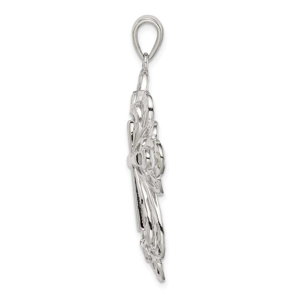 Million Charms 925 Sterling Silver Diamond-Cut Relgious Cross Pendant
