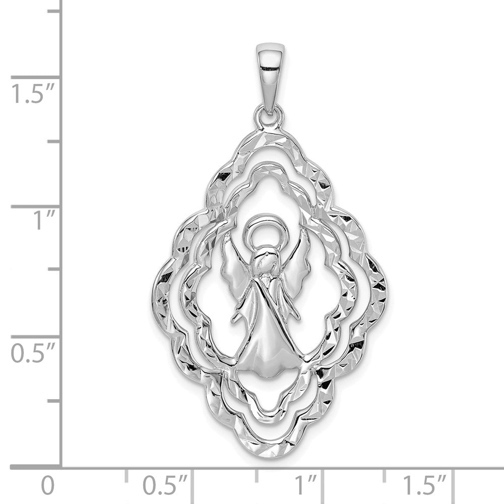 Million Charms 925 Sterling Silver Diamond-Cut Angel Pendant