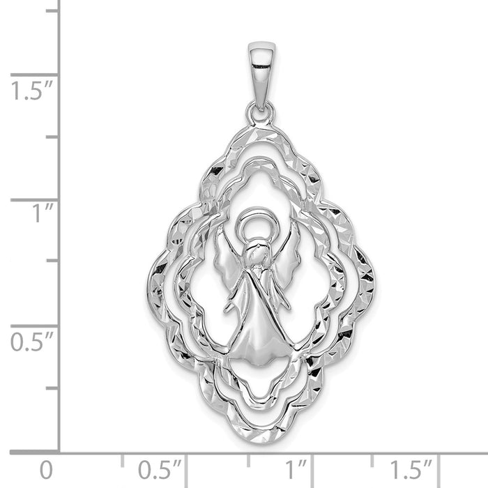 Million Charms 925 Sterling Silver Diamond-Cut Angel Pendant