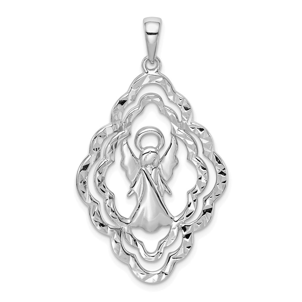 Million Charms 925 Sterling Silver Diamond-Cut Angel Pendant