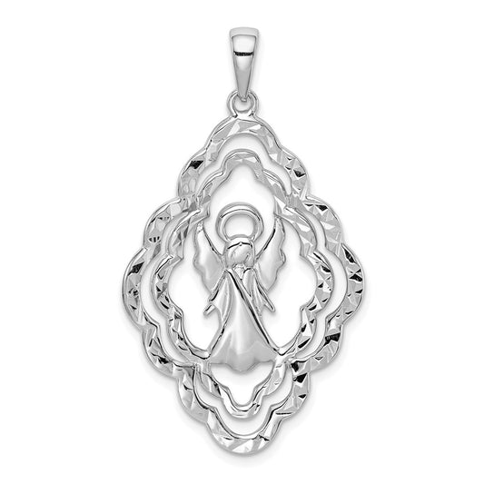 Million Charms 925 Sterling Silver Diamond-Cut Angel Pendant