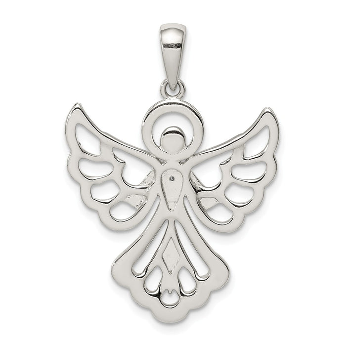 Million Charms 925 Sterling Silver Diamond & Diamond-Cut Angel Pendant