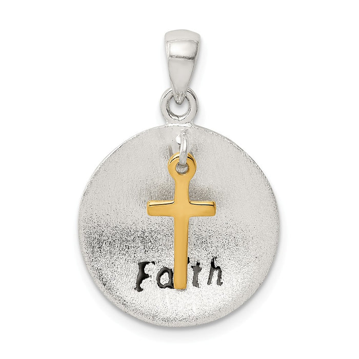 Million Charms 925 Sterling Silver & Gold Themed Tone Antiqued & Brushed Relgious Cross Pendant