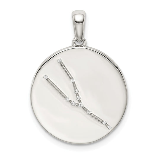 Million Charms 925 Sterling Silver & (Cubic Zirconia) CZ Taurus Zodiac Pendant