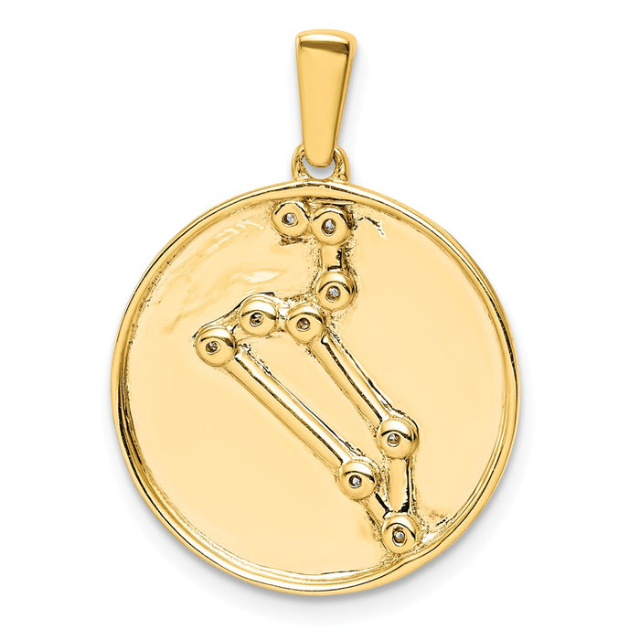 Million Charms Sterling Silver Gold-Plated & (Cubic Zirconia) CZ Leo Zodiac Pendant