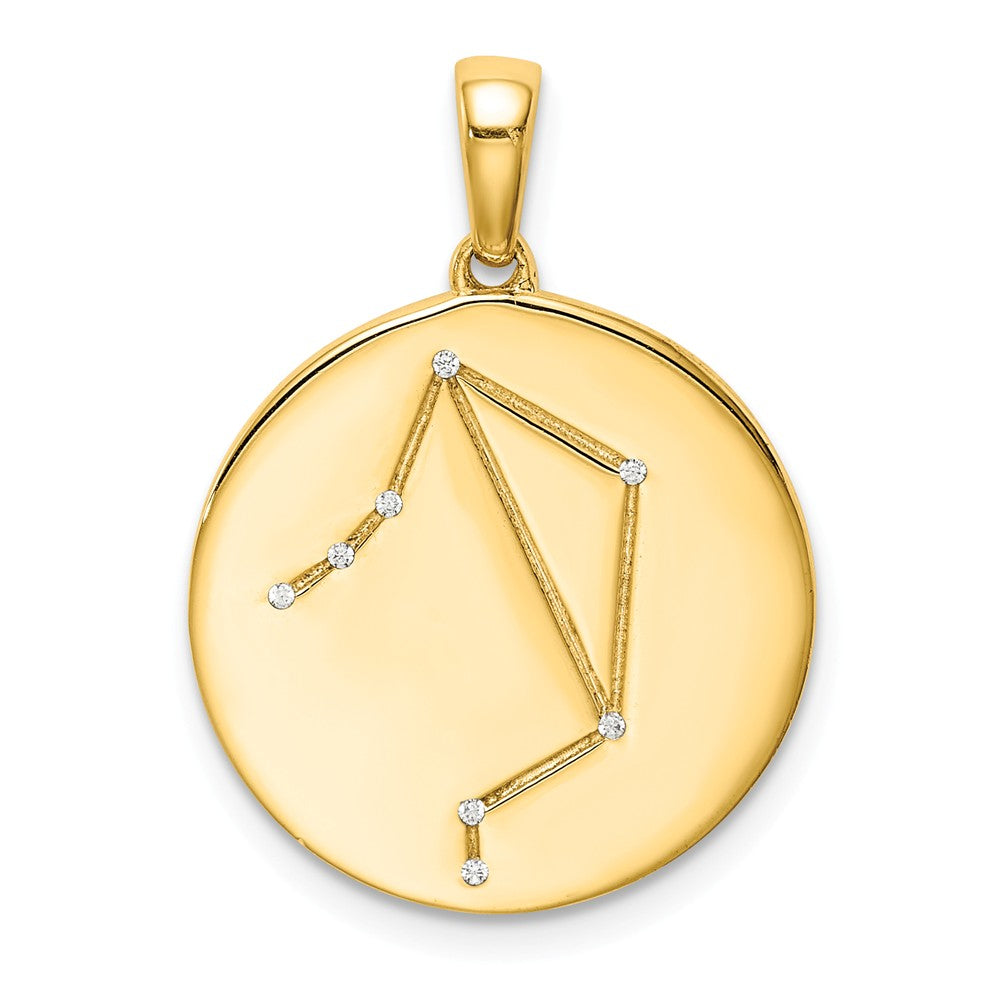 Million Charms Sterling Silver Gold-Plated & (Cubic Zirconia) CZ Libra Zodiac Pendant