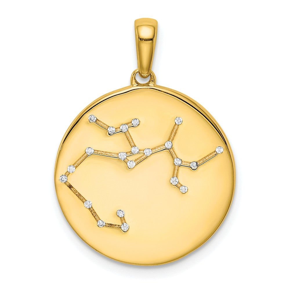 Million Charms Sterling Silver Gold-Plated & (Cubic Zirconia) CZ Sagittarius Zodiac Pendant