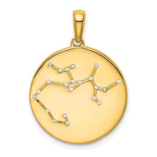 Million Charms Sterling Silver Gold-Plated & (Cubic Zirconia) CZ Sagittarius Zodiac Pendant
