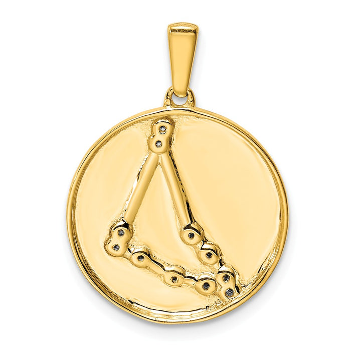 Million Charms Sterling Silver Gold-Plated & (Cubic Zirconia) CZ Capricorn Zodiac Pendant