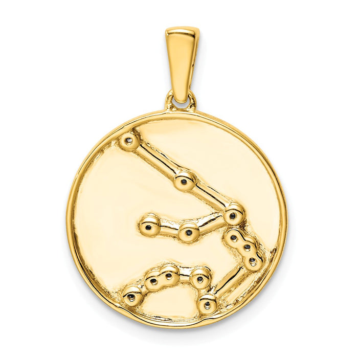 Million Charms Sterling Silver Gold-Plated & (Cubic Zirconia) CZ Aquarius Zodiac Pendant