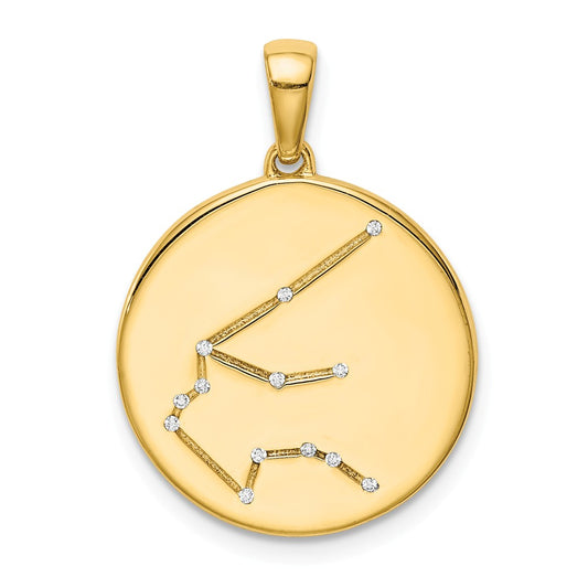 Million Charms Sterling Silver Gold-Plated & (Cubic Zirconia) CZ Aquarius Zodiac Pendant