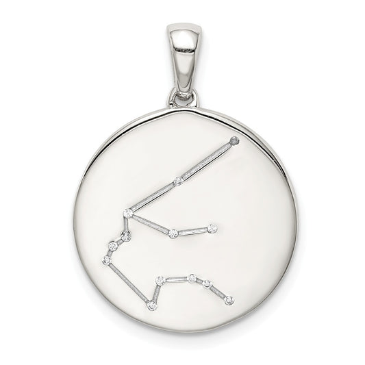 Million Charms 925 Sterling Silver & (Cubic Zirconia) CZ Aquarius Zodiac Pendant